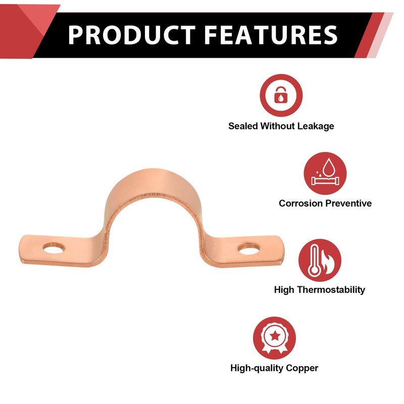 Pro 30-Pack EFIELD 5/8-Inch Copper Pipe Straps, Two-Hole Clamp Mount,