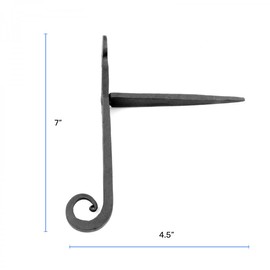 Renovators Supply Manufacturing Shutter Dogs 7 in. Rat Tail Shaped Black Wrought Iron Shutter Dogs with Mounting Hardware