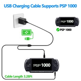 slpreake 2 in1 USB Charging Cable and Transparent Hard Protective Shell for PSP 1000, 3.28Ft USB Charging Cord Compatible with PSP 1000