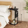 Vagusicc C Shaped End Table with Charging Station, Adjustable Height