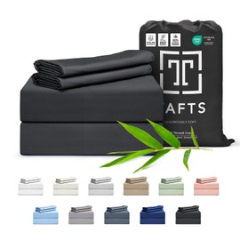 Tafts Queen Sheets Set, Pure 100% Viscose derived from Bamboo Bed Sheets Set, Luxuriously Soft, Silky, Cooling Sheets, Double Stitched, Lifetime Quality Promise (Black)