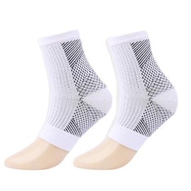 Socken für Neuropathie Knöchel Verstauchung Knöchelsocken Sport Knöchelschiene für Männer Frauen Knöchelschutz für Fußball Basketball Laufen Hiking Weiß, One size