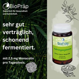 BioPräp Roter Reis Kapseln mit Monacolin | 90 Zellulose-Kapseln | vegan | produziert in Deutschland | zertifizierte Produktion