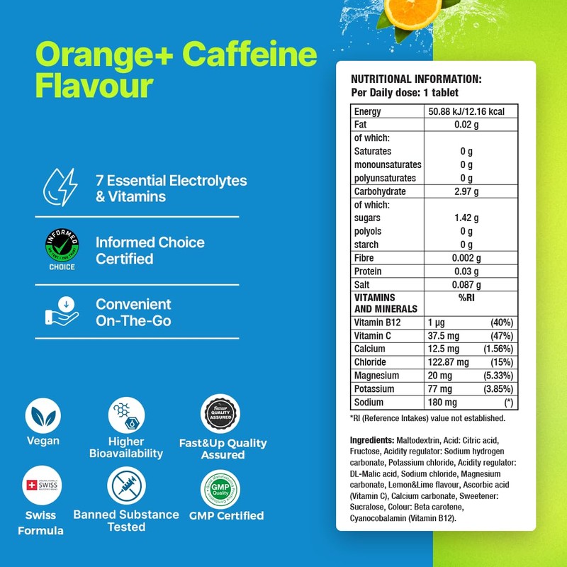 Fast&Up Reload – Orange + Caffeine Flavour – 80 Effervescent