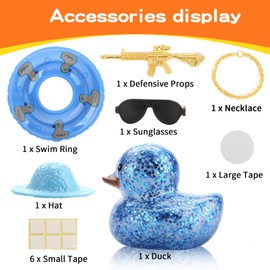 Ducks for Cars - Rubber Duck for Dashboard of Car, Yellow Rubber Duckies Car Dashboard Decorations, Squeak Ducks Car Ornaments Car Décor Accessories with Hat Swim Ring Necklace Sunglasses