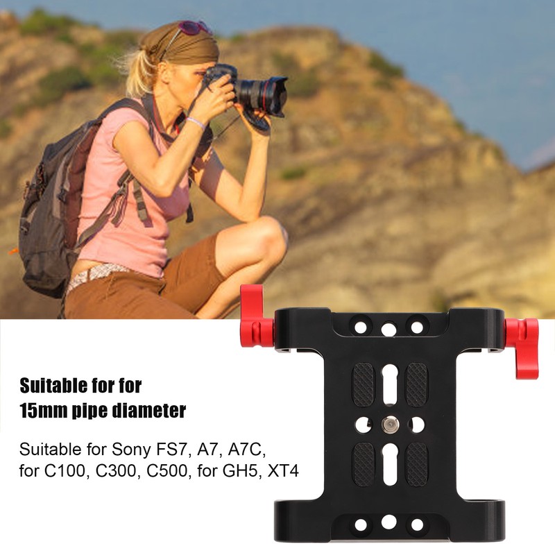 1/4in Camera Mounting Base Plate Aluminum Alloy 15mm Diameter DSLR