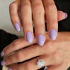 KQueenest Lavanda Purple Press On Uñas Cortas Ovaladas, Lila Acrílico