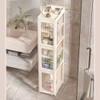 6-Tier Tall Narrow Storage Cabinet, Bathroom Cabinet with Transparent Doors
