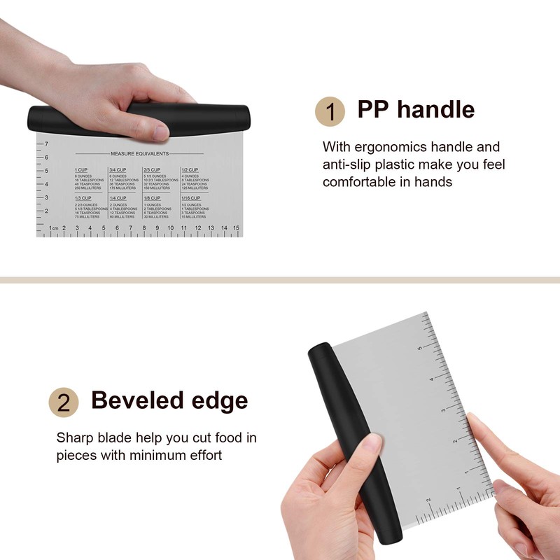 Metal Griddle Scraper Chopper Pastry Dough Cutter Stainless Steel Dough