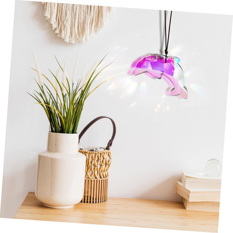 Operitacx Dolphin Hanging Sun Catcher Charm Crystal Pendant for Ocean