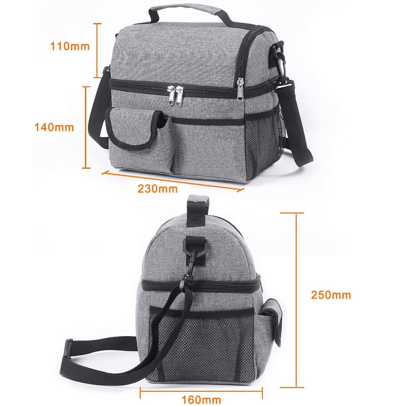 Lonchera Térmica con Doble Compartimento para Hombres, Mujeres, Bolsa de