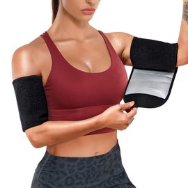 Junlan Arm Trimmers for Women One Pair Sauna Sweat Arm Bands Adjustable Arm Trainer Toner Sleeves for Sports(Black,One Size)