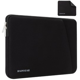 RAINYEAR 13.3 14 Inch Laptop Sleeve Case Compatible with 14 Inch MacBook Pro M3 M2 M1 Chormebook Notebook Ultrabook Protective Portable Computer Cover Bag, Black