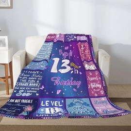 AOOCHUSS 13 Year Old Gifts for Girl,13th Birthday Decorations for Girls Throw Blanket 50" x 60",Gifts for 13 Year Old Girl Blankets,13th Birthday Gifts for Girls,Teen Girl Gifts 13 Years Old