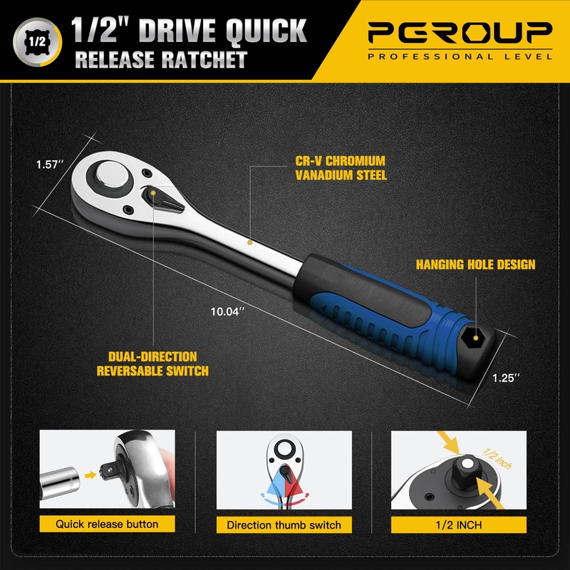 pgroup 1/2 inch Drive 8mm-32mm Metric socket set, 32-piece Mechanic
