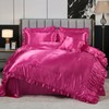 Herside Satin Hot Pink Ruffle Comforter Set with Sheet Set