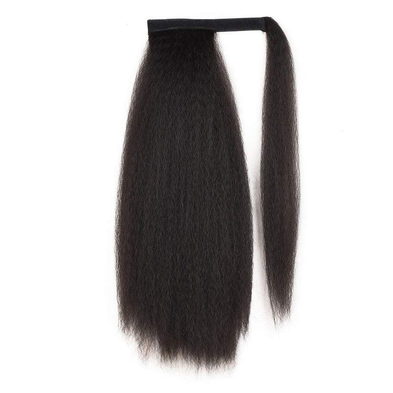 Long Afro Kinky Straight Ponytail Wrap Around Yaki Straight Pony