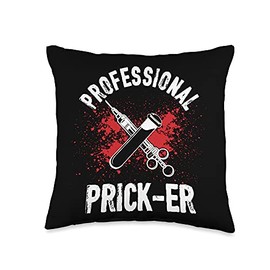 Doctor Hospital Blood Lab Venipuncture Vein Gift Professional Phlebotomist Syringe Medical Nurse Phlebotomy Throw Pillow, 16x16, Multicolor