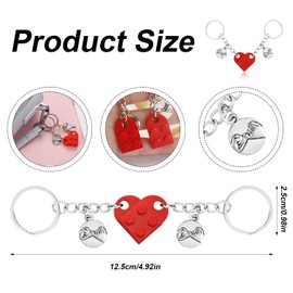 XIHIRCD Matching Brick Heart Keychain for Couples, Custom Couple Key Chain Pinky Promise Pendant Cute Couple & Friendship Gifts for Boyfriend Girlfriend Friend Couples(Red)