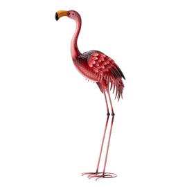Glitzhome Metal Standing Flamingo Garden Statue with Stakes Outdoor Decorative Sign, 38.5" H