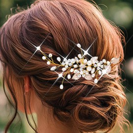 Atigy Bridal Headband Silver Hairpiece Wedding Hair Accessories for Women (Gold, One Size)