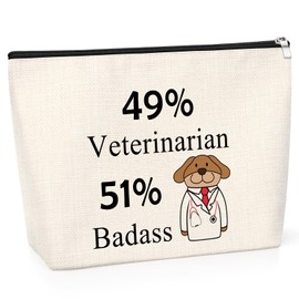 Veterinarian Gift for Women Vet Tech Makeup Bag Funny Vet Pet Doctor Gift Idea for Animal Lovers Appreciation Gift for Veterinarian Women Veterinary Technician Gift Travel Makeup Pouch