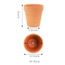 Yishang 2 inch small Terracotta Pots with Drainage Holes,Mini Clay Ceramic Pottery Planter,Cactus Flower Nursery Terra Cotta Pots,for Indoor/Outdoor Succulent Plants,Crafts,Wedding Favor-54 Pack