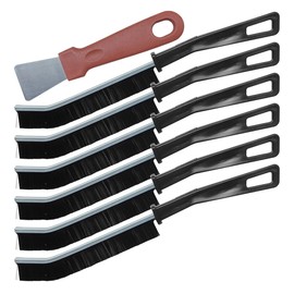 DUSCOKE Gap Scrub Brush Set with Scraper, Multifunctional Hard Bristle Crevice Wash Brushes Car Cleaning Brush Tool, Corner Gap Grout Cleaner Brushes for Narrow Spaces/Household Use (7PCS)