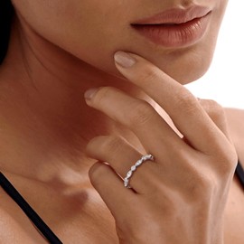 AGRULE Black Moissanite Wedding Ring D Color VVS Eternity Band Ring Sterling Silver Rhodium Plated 0.4Cttw Infinity Promise Engagement Ring for Men Women, Size 9