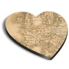 1x Heart MDF Magnet 6cm - Antique Style World Map