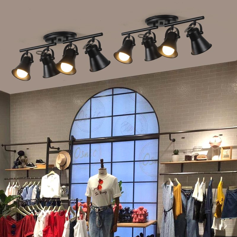SEEBLEN 4-Light Track Lighting Kit, Directional Ceiling Light, Industrial Black