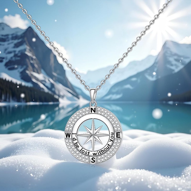 Talonior Compass Necklace for Women Sterling Silver I Would Be