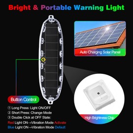 LECART Solar Strobe Lights Colorful Led Warning Light Automotive Interior Flash Anti Collision Light for Car Truck Motorcycle 2 Pack