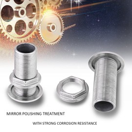 Boat Plumbing Fittings, 2 Sizes 316 Stainless Steel Barbed Thru Hull Threaded Fitting for Boats, Yachts, Marine(1")