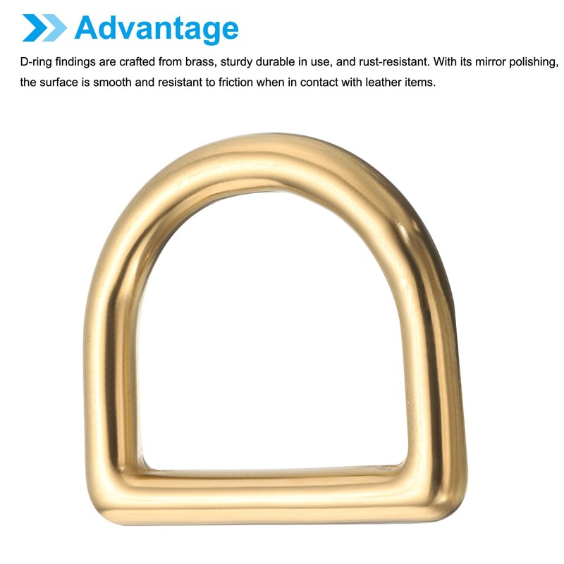 [PATIKIL] 13/16" Brass D-Ring Set of 2 Unwelded Solid Brass