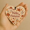 Red Ocean Hello Autumn Decorations Hanging Wooden Heart Plaque Autumn