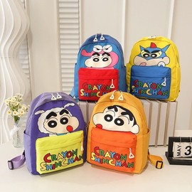 [Overseas] Cute crayon character strap bag for children's bags, trendy double-shoulder backpacks for boys and girls. yellow 2ea