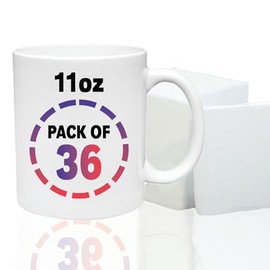 11oz Blank Sublimation Ceramic Coffee Mugs with Protective Styrofoam DIY Pack of 36 Blank Sublimation Mugs White 36pcs