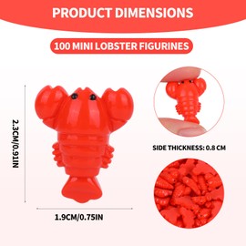 100 Pcs Mini Resin Lobster, Red Little Miniature Crayfish Figurines Tiny Sea Creature Figures Models for Micro Landscape Desktop Decor Party Photo Props Ocean Crafts Doll Toy Gift Decorations