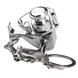 Perfeclan Fly Fishing Reel Miniature Pendant Keyring Aluminum Alloy Key Chain Novelty, 5x4x5cm