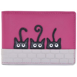 Mala Leather Peek a Boo Cats Travel/Credit Card Holder RFID Blocking 693_01 Pink