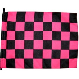 Black and Pink Checker Flag with 24" Wooden Stick Pole.