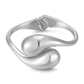 ENSKEFEN Silver Teardrop Cuff Bracelets for Women Chunky Hinged Waterdrop Bangle Bracelets Thick Silver Cuff Bangles Bypass Bracelet Statement Arm Cuff Bracelet Fashion Jewelry Gift