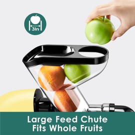 Fretta Slow Juicers, Cold Pressed Juicer Machine with 3-inch Large Feeding Chute,Masticating Juicer Machines Vegetable and Fruit,BPA Free, Powerfull 200w Motor(Yellow)
