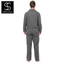 Lora Dora Strong Souls Mens Traditional Pyjamas Charcoal Medium