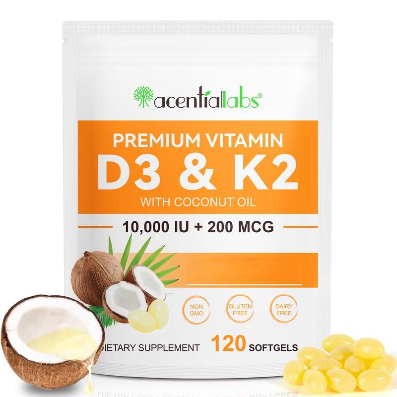 【live】Acentiallabs Vitamin D3 10000 Iu Plus K2 200 mcg, 300