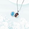HKPATOP Locket Necklace Sterling Silver Opal/Moonstone/Black Onyx/Turquoise Locket Photo Necklace