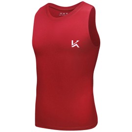 Konrunppy Boys Compression Tank Top Youth Athletic Sleeveless Shirt Quick Dry Basketball Football Undershirts Kids Sports Baselayer Vest (Red,Medium)