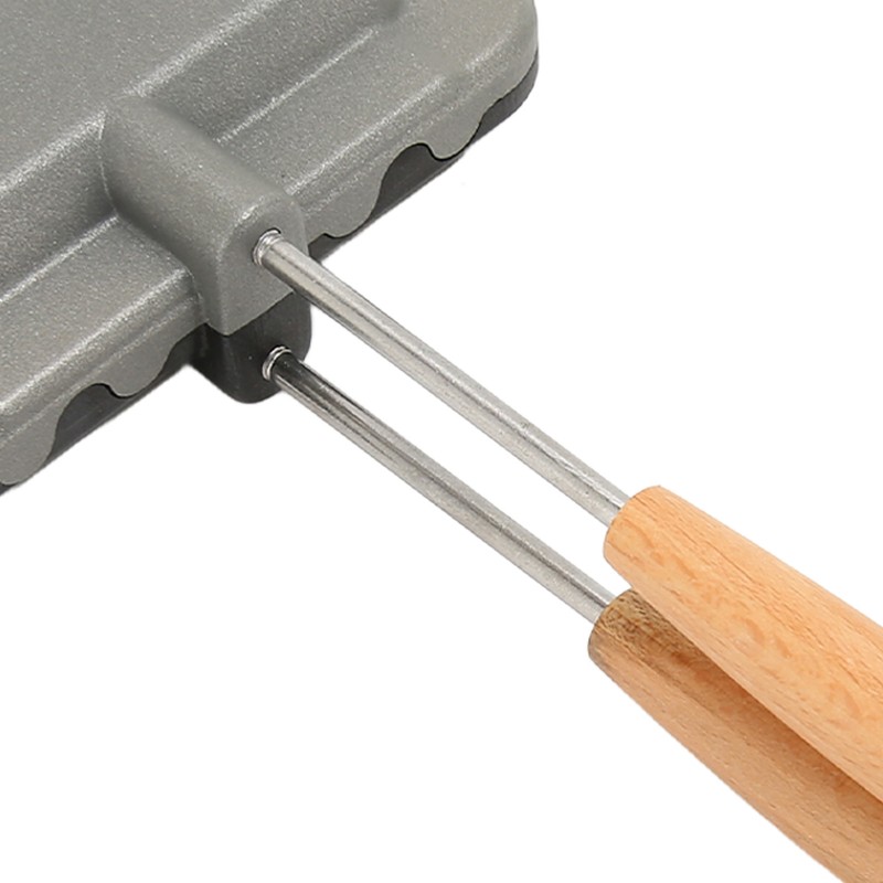 Double Sided Baking Pan Aluminium Alloy Frying Pan Wooden Handles