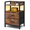 Lazzanto Night Stand Bedside Table Bedroom - Nightstand with Charging